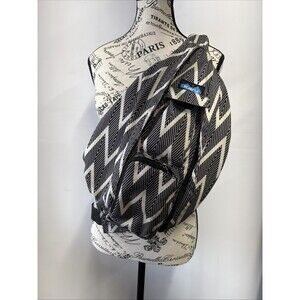 KAVU Rope Bag Sling Crossbody Black & White Geometric Pattern